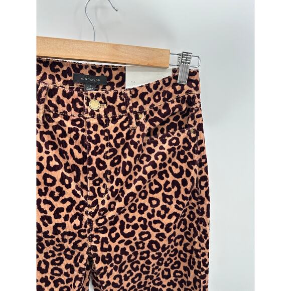 Ann Taylor The Skinny Highest Rise Pink Cheetah Corduroy Pants Women's Size 4 - Picture 4 of 9